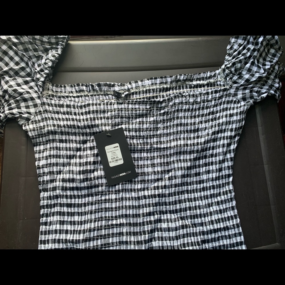 Pleated Black and White Dress